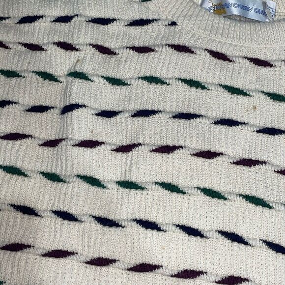 Vintage American Crew Club Sweater Size Large Ivory Made In USA - Picture 3 of 5